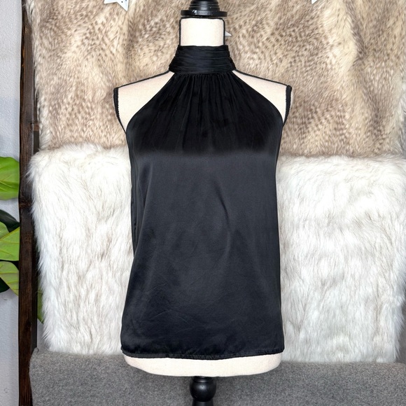 Oleg Cassini Black Silk Halter Top - Picture 1 of 4